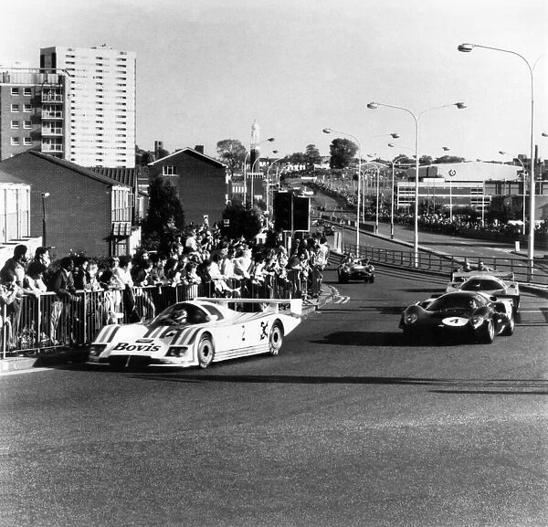 Road racing through the streets of the city of Birmingham. January 1985 P005812
