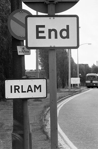 Road signs in Irlam, a suburb of Salford in Greater Manchester. 23rd June 1972