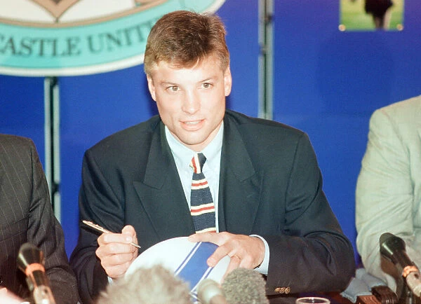 Rob Andrew signs for Newcastle Gosforth Rugby Club, news press conference at St James