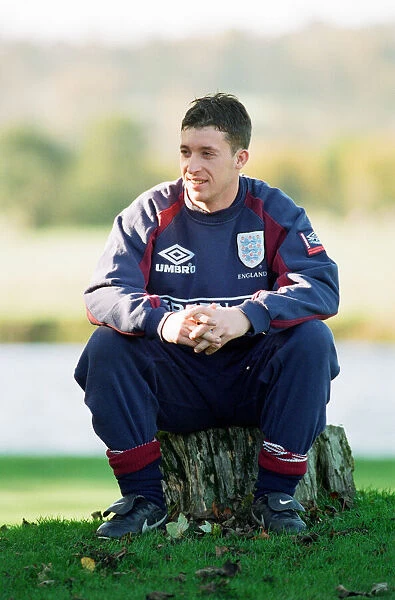 Robbie Fowler on International duty with England, takes time out for a photo shoot