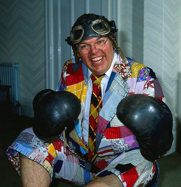 Roy Chubby Brown comedian April 1986 wearing boxing gloves