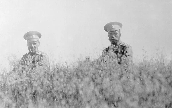 Russian leader Tsar Nicholas II with an aide during World War One Circa 1916