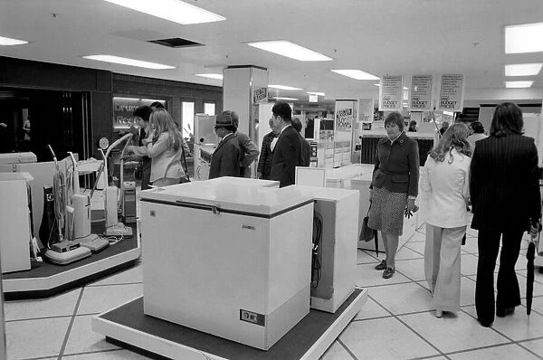 Sales at Selfridges in Oxford street. Customers were buying up the television sets
