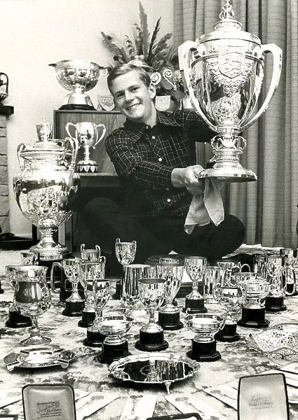 Sandy Lyle. Golfer with his trophies. September 1974