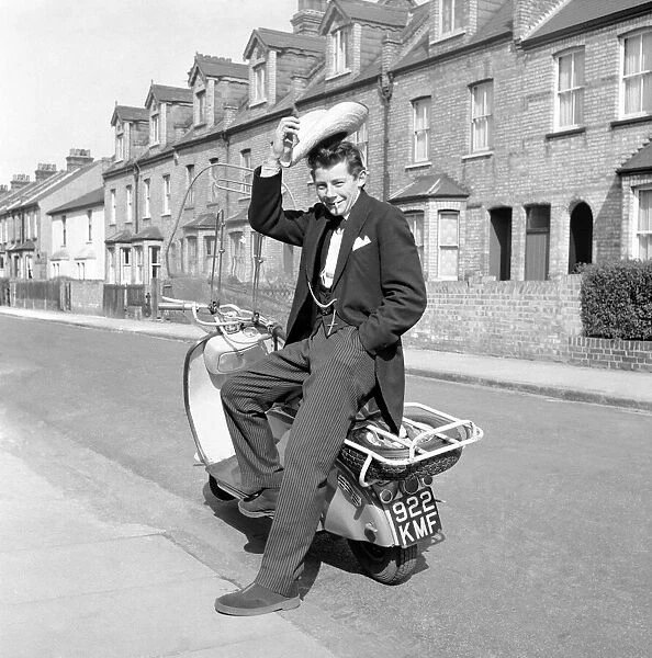 Scooter: Martin Coleman seen here with his Lambretta scooter. March 1958 A663-011