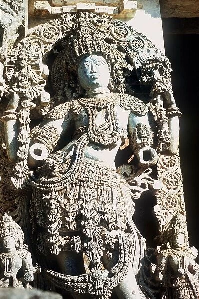 Sculpture and Carving on a Hindu Temple at Halebid Mysore state South India
