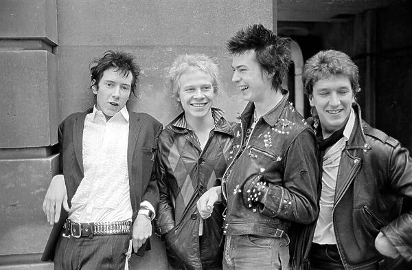 Sex Pistols punk rock band seen here in a London Circa 1st May 1977 Left is