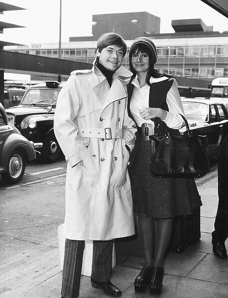 Simon Ward Actor with his wife at Heathrow Airport November 1972