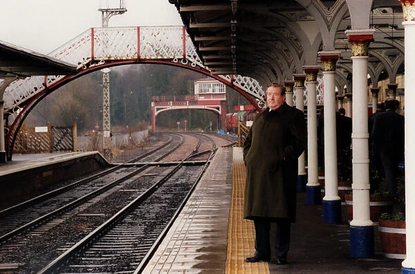 Sir William McAlpine. Chairman of the Railway Heritage Trust at Hexham Railway Station