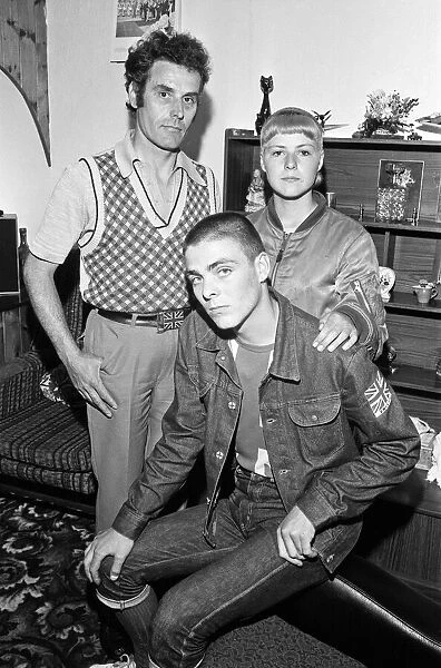 Skinhead family from Coventry, George, 41, with his children, Colin, 17 and Ann, 14