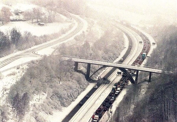 Snow on the A21 road near Sevenoaks in Kent after Britain was hit by the Big Freeze
