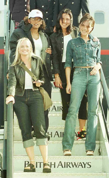 The Spice GirlsSept 1998 arrive at Heathrow from Prague Emma Brunton Victoria