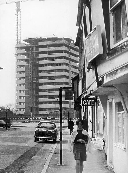 Spon Street Coventry city centre, in the background Meadow House a block of residential