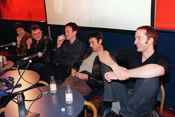 Suede, the pop group, at their press conference in the Garage