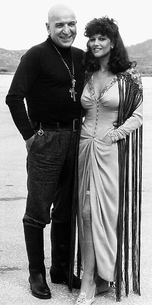 Telly Savalas actor and Claudia Cardinale actress 1978 on set of film Escape