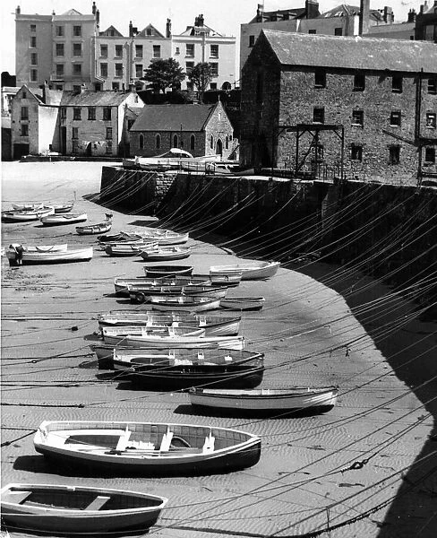 Tenby Harbour - Boats tied to the harbour wall in the bright winter sun - 10th June 1960
