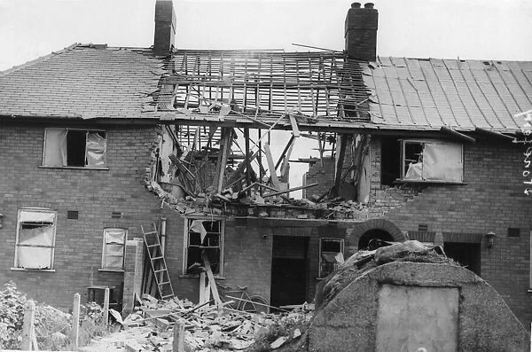 A terrace house in Stoneferry, Hull bares the scars of bomb damage following an overnight