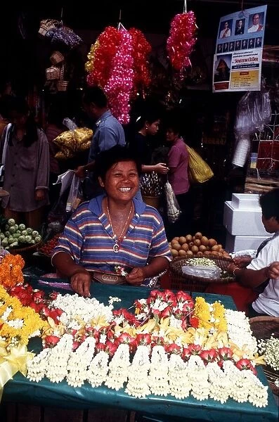 Thailand Bangkok flower market circa 1995