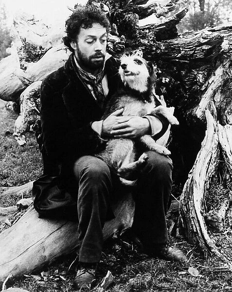 Tim Curry actor plays Bill Sykes with dog Bullseye, March 1982