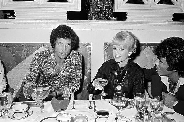 Tom Jones birthday party in Las Vegas with guest Debbie Reynolds. June 1974