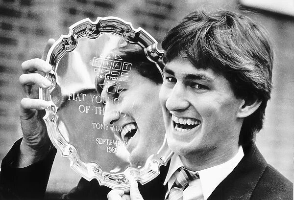Tony Adams of Arsenal October 1986 with his Fiat Young Player of Month award