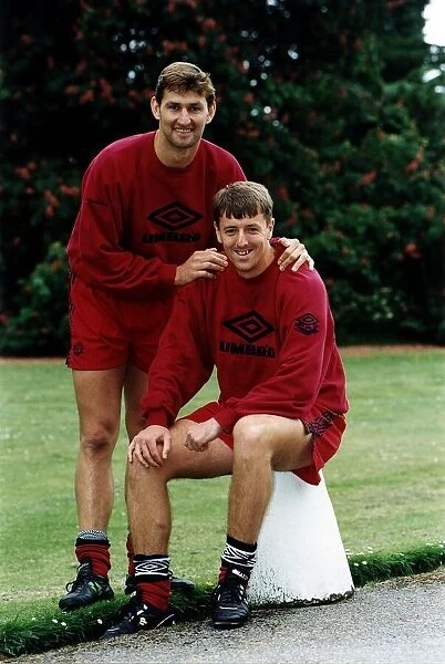 Tony Adams and Matt Le Tissier during a break in training for the England Football Squad