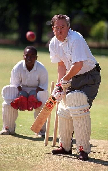Tony Banks playing cricket at Cricket clinic West Ham Park July 1997