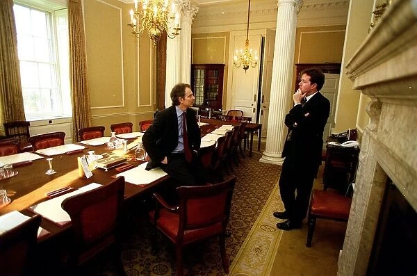 Tony Blair British Prime Minister inside 10 downing street with Mirror editor Piers