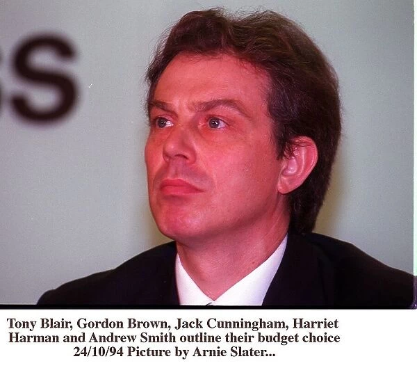 Tony Blair Labour leader at his press conference to announce Labours shadow Budget