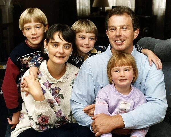 Tony Blair MP leader of the Labour Party with his family 1992