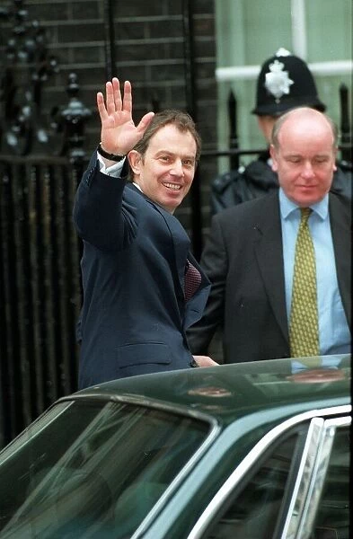 Tony Blair MP Prime Minister outside 10 Downing Street on Budget Day. March 1998