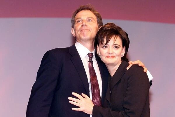 Tony Blair MP with wife Cherie after his speech Sept 1999 at the Labour Party