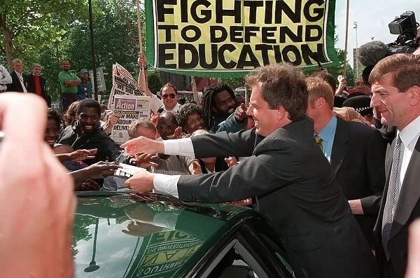 Tony Blair visits council estate in London June 1997