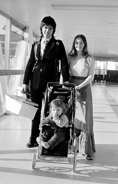 Tony Visconti with his wife Mary Hopkins and child - November 1973 at London
