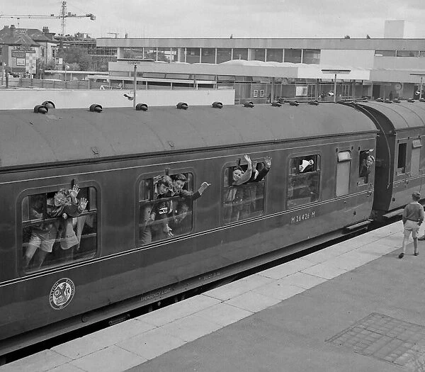 Trainspotters at Coventry railway station going on special outing. 9th August 1962