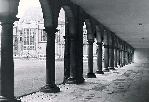 Trinity College in Nevilles Court Cambridge Looking through the cloisters