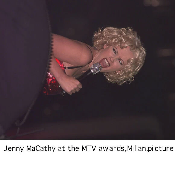 Tv Presenter Jenny MaCathy November 1998 hosting the MTV Europe music awards in