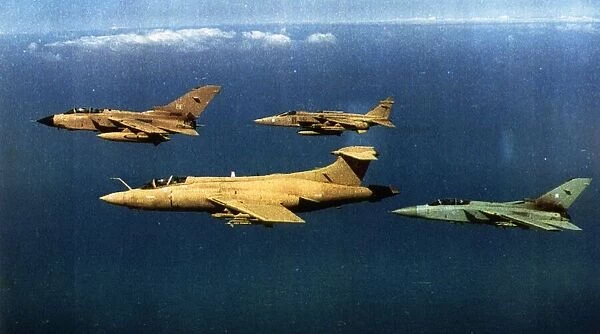 The four types of aircraft used in the Gulf War Front left Buccaneer BAe 1 Front second