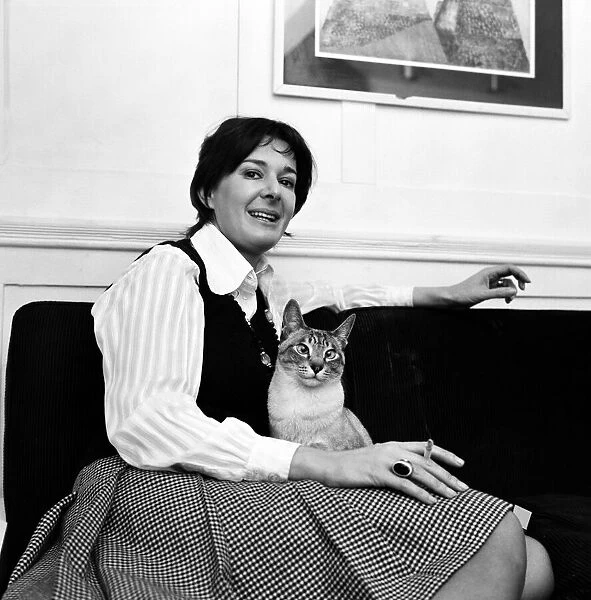 Verity Lambert, the new head of drama for Thames Television at her home with her cat Fat