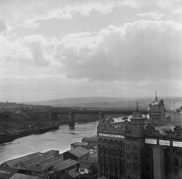 A view of the River Tyne from the Castle, Newcastle upon Tyne, Tyne and Wear, circa 1960s