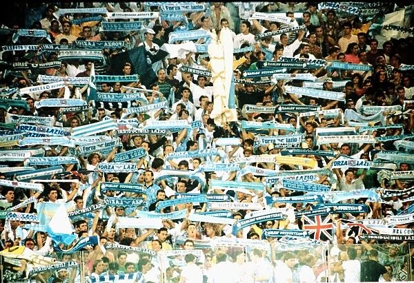 View showing a large section of Lazio Supporters, Paul Gascoignes new club in Italy