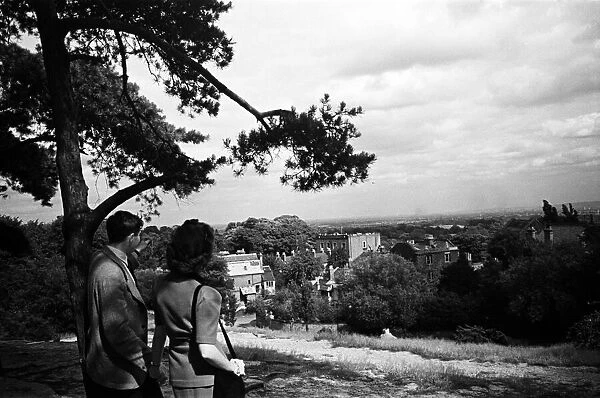 Views from Hampstead Heath, north London. Circa 1947