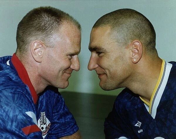 Vinnie Jones right Chelsea FC Footballer with fellow footballer Andy Ritchie Oldham FC