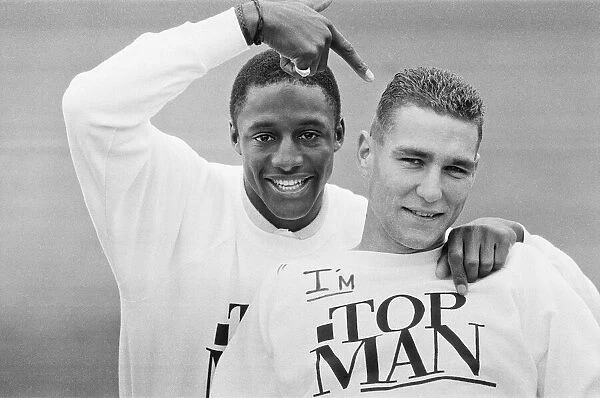 Vinnie Jones (right) and John Fashanu pictured during a photocall for Wimbledon Football