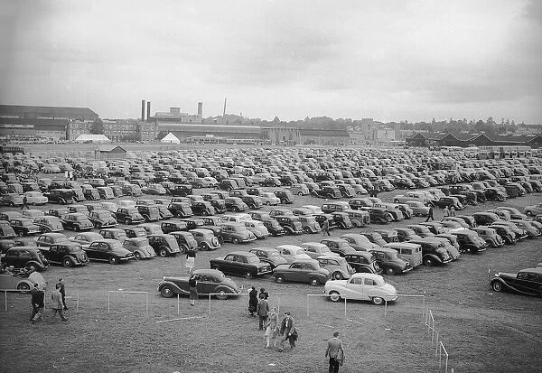 Visitors Car Park at the SBAC Farnborough Air Show Sept 1954