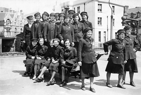 Wartime women porters at The General Station, Cardiff, Wales