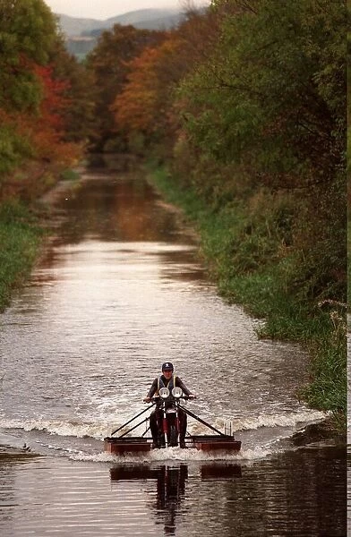 Waterbike November 1997 James Muir of Ratho with his amphibious bike He is competing in