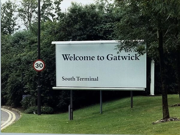 Welcome to Gatwick Airport South Terminal Sign April 1996