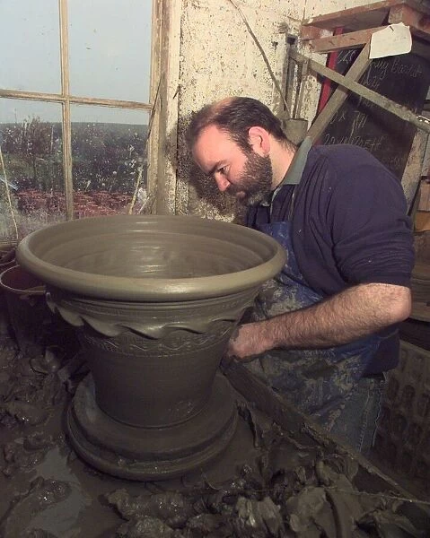 Whichford, Warwickshire. Craftsman at work at Whichford Pottery