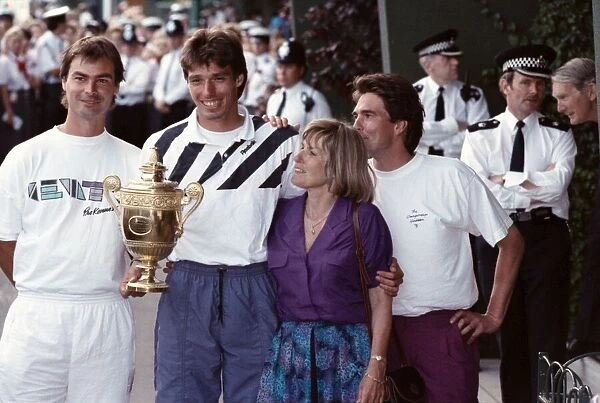 Wimbledon. Champion Michael Stich with Trophy and Family. July 1991 91-4302-299